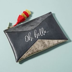 ANTHROPOLOGIE Oh Hello Well Worded Tassle Pouch